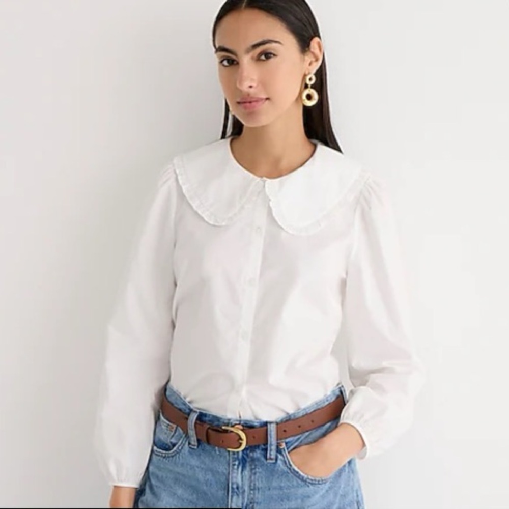 J Crew Ruffle-collar button-up shirt
